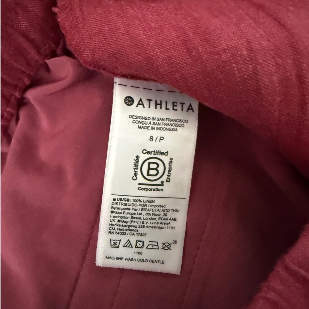 Athleta Retreat 100% Linen Jogger Pants Size 8P Petite NWT Pink Travel Casual - Picture 11 of 12